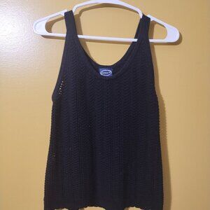 Scoop NYC Black Cotton Blend Knitted Sweater Tank M Y2K Whimsygoth